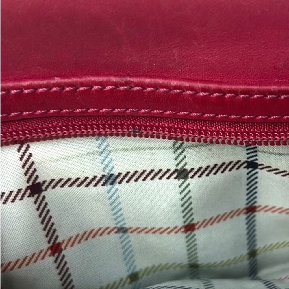 Coach Leather Wallet pink buckle clutch plaid lining - Picture 6 of 9